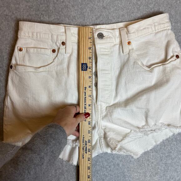 Levi’s 501 Cut Off Shorts Women’s XL Off White Button Fly Boho Festival Beach - Picture 7 of 11